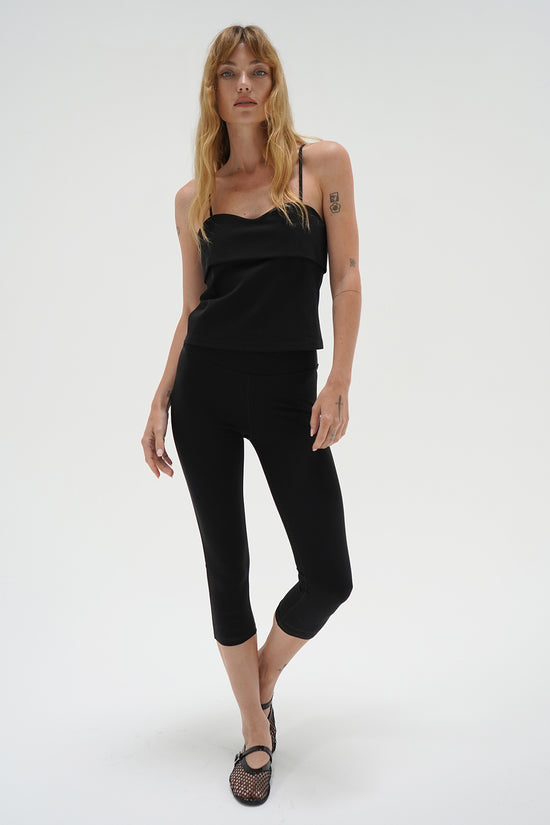 Amos top in black - sleeveless, sweetheart neckline