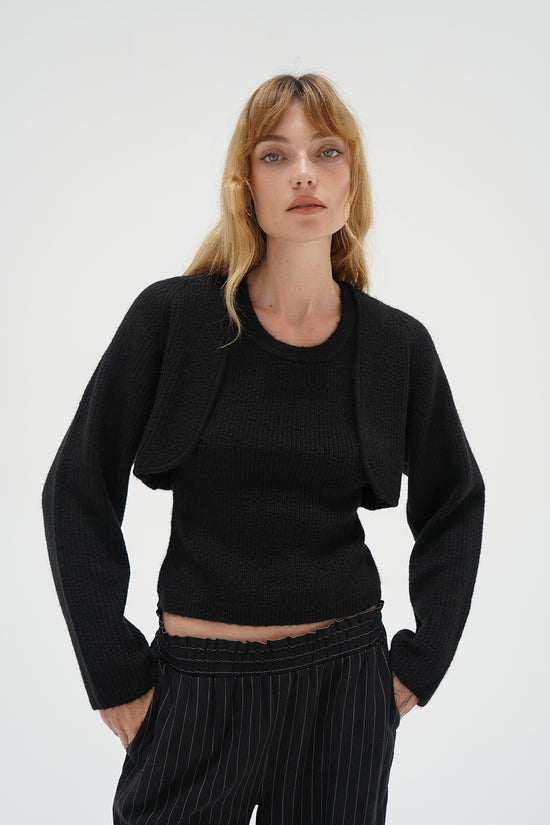 Ean Shrug Sweater Set - Black