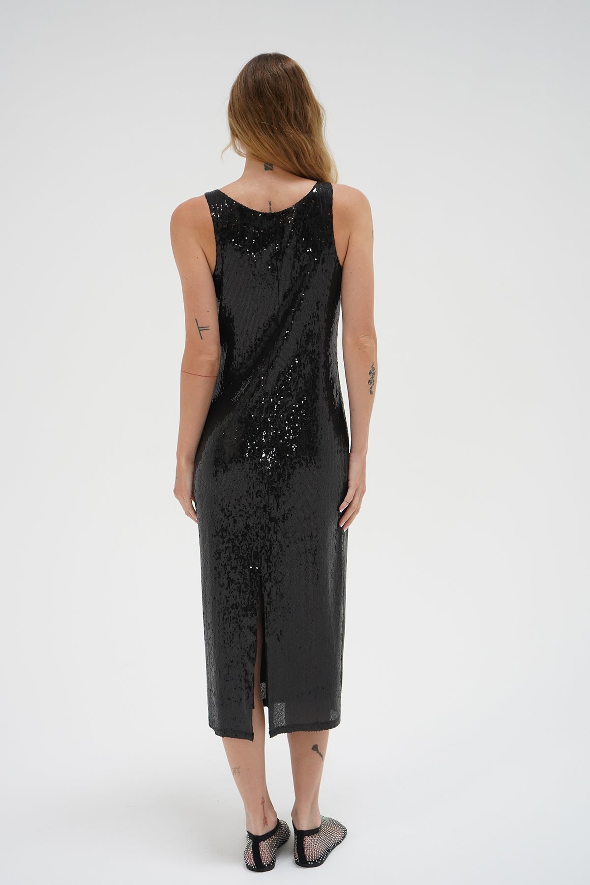 Iman Sequin Slip Dress - Black Sequin