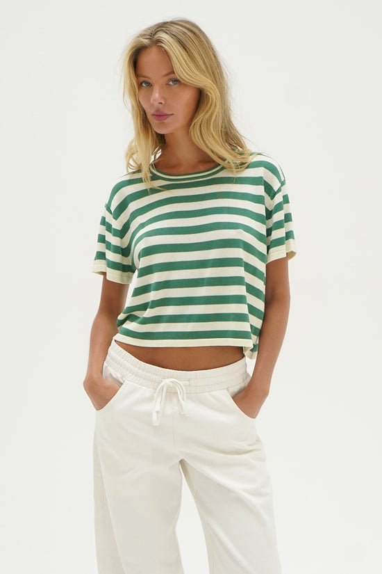 LNA Kori green stripe tee