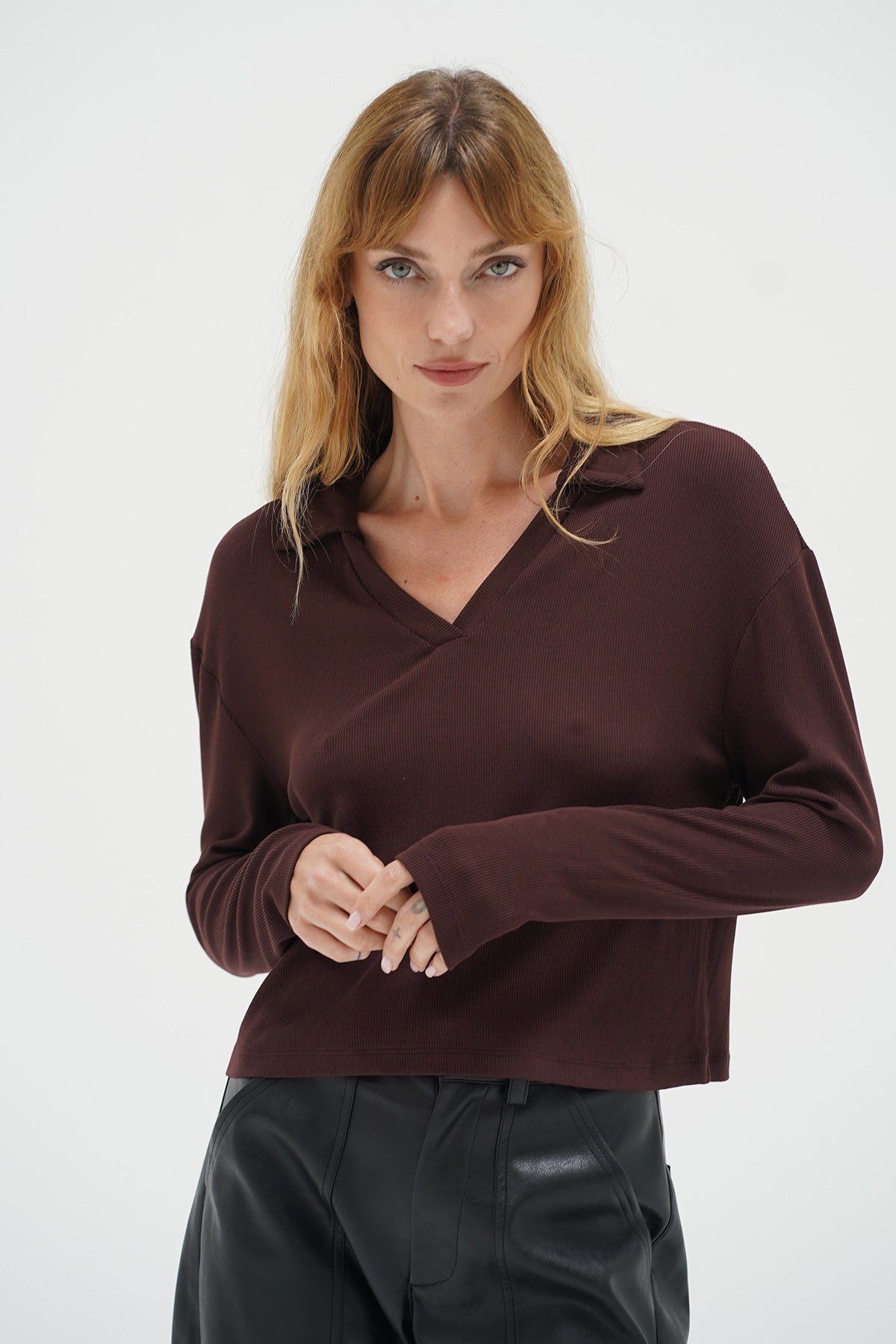 Neve Ribbed Long Sleeve - Chocolate