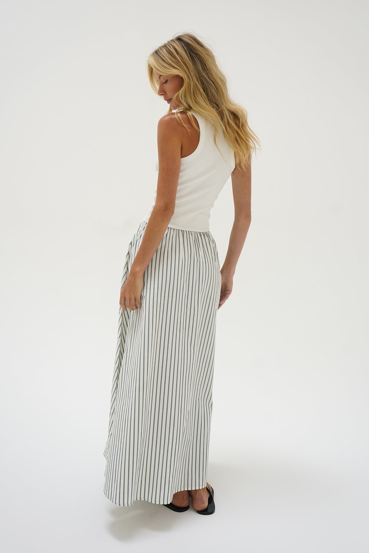 LNA Hart Maxi Dress in Grey Stripe