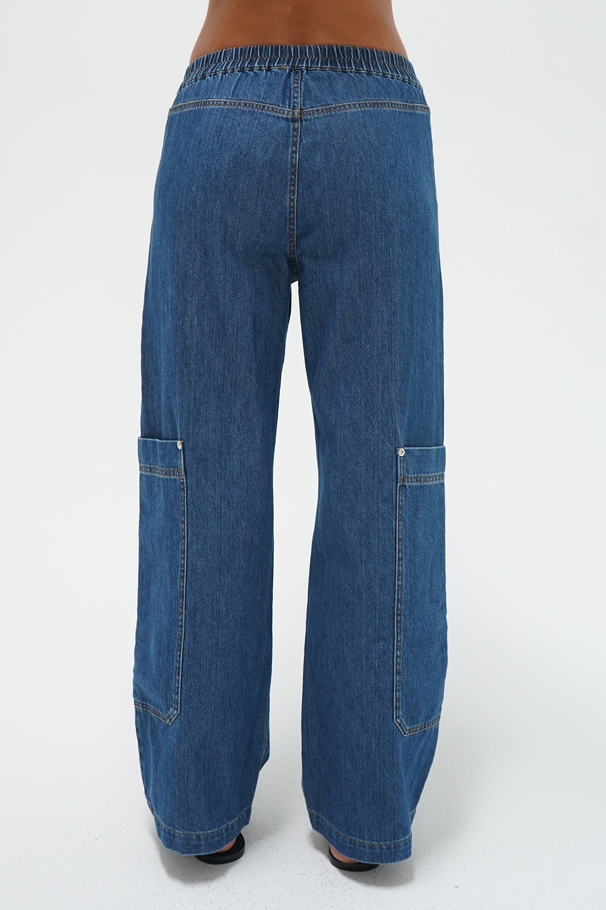 LNA Ryleigh Soft Denim Utility Pant in soft denim 