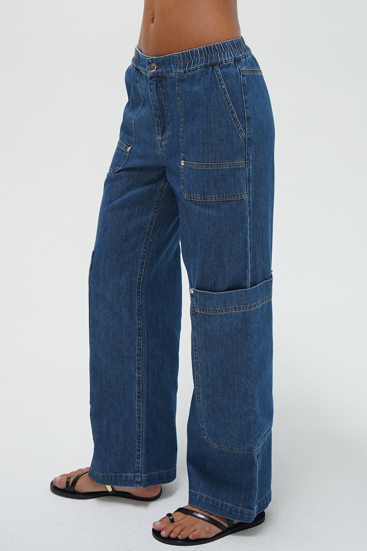 LNA Ryleigh Soft Denim Utility Pant in soft denim 