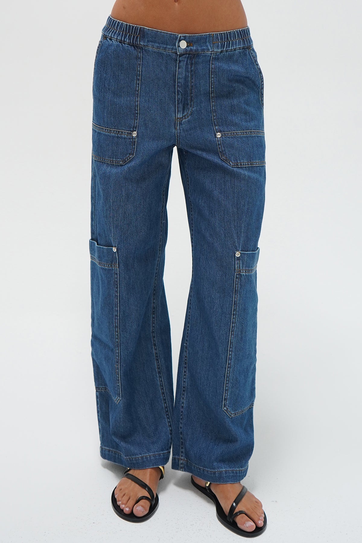 LNA Ryleigh Soft Denim Utility Pant in soft denim 