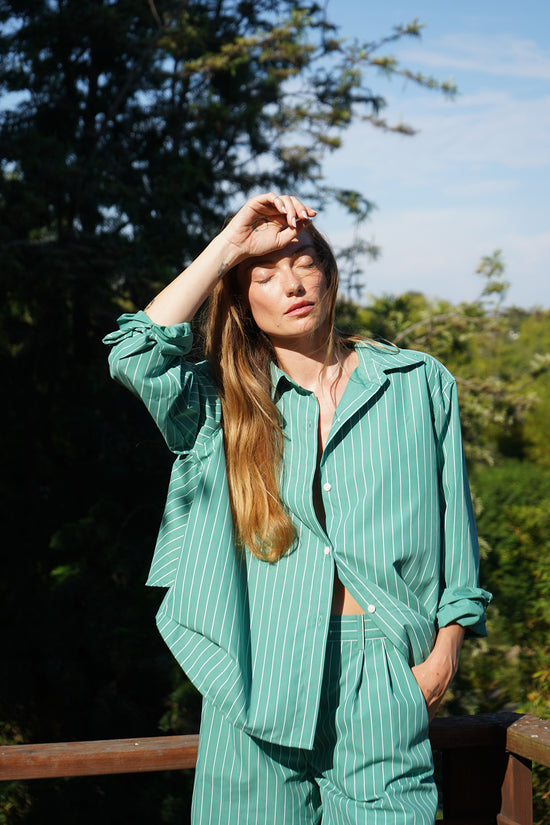 Valyria Blouse - Green Stripe