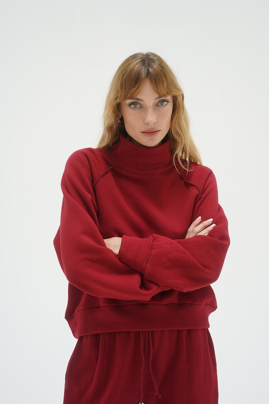 women's red pullover sweater - Rhodes fleece