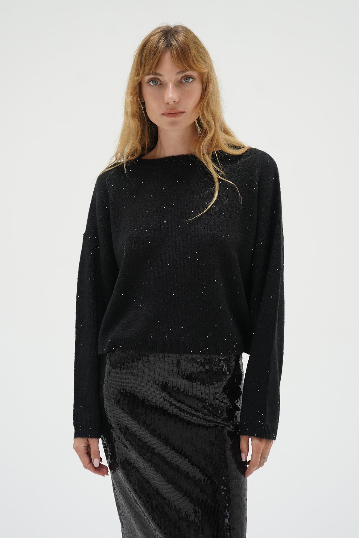 LNA Clothing Sheye sparkle sweater in black