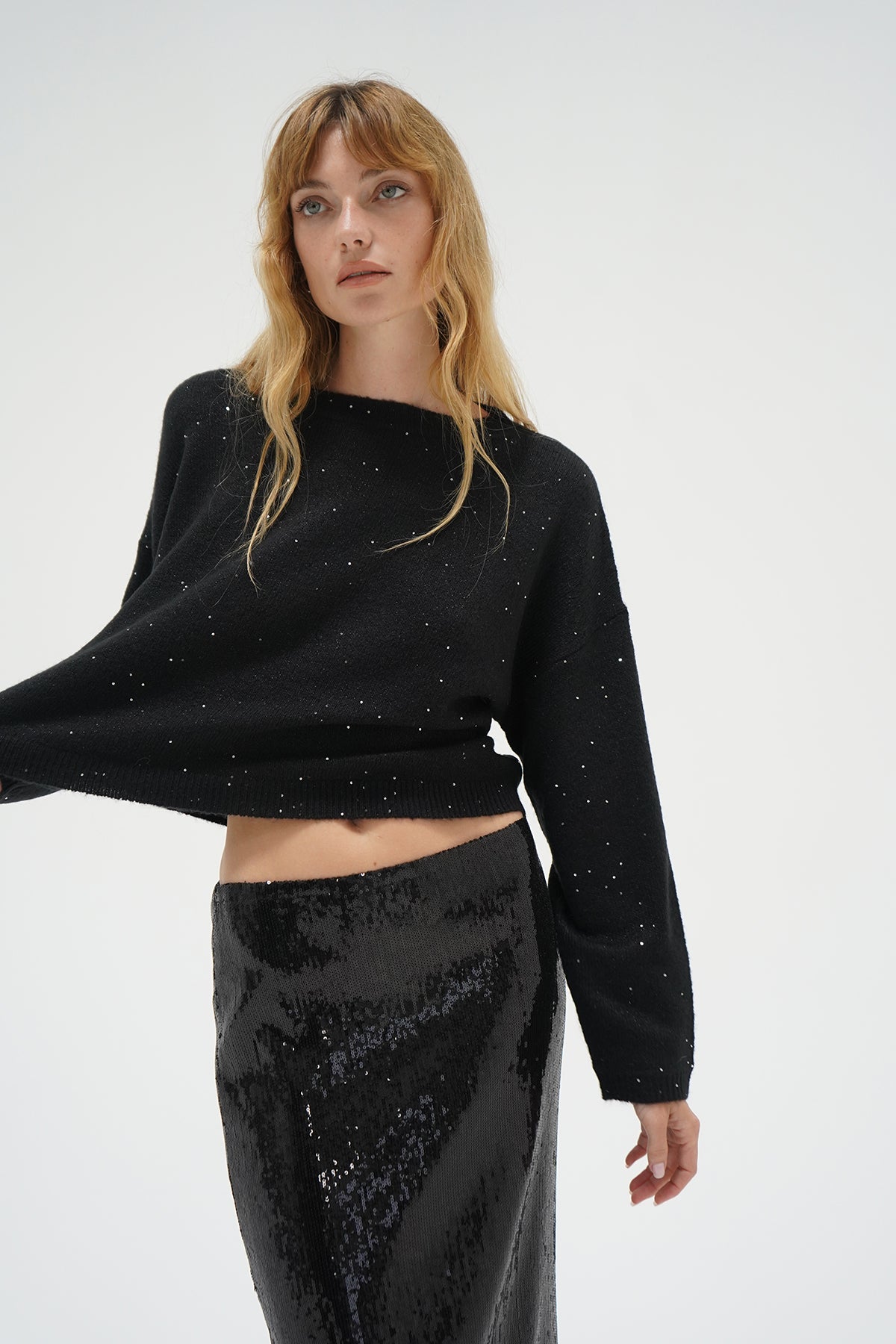 LNA Clothing Sheye sparkle sweater in black