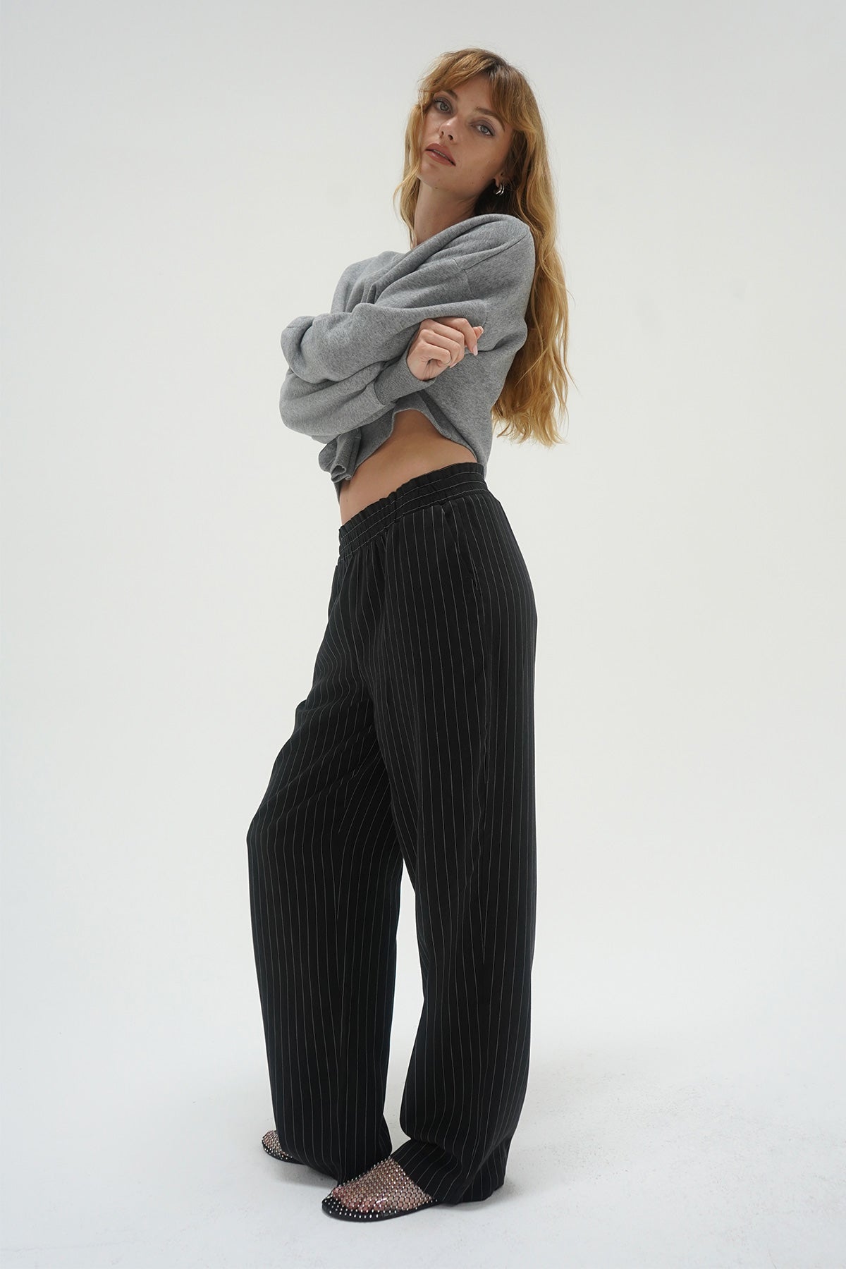 Santo pant pinstripe in black