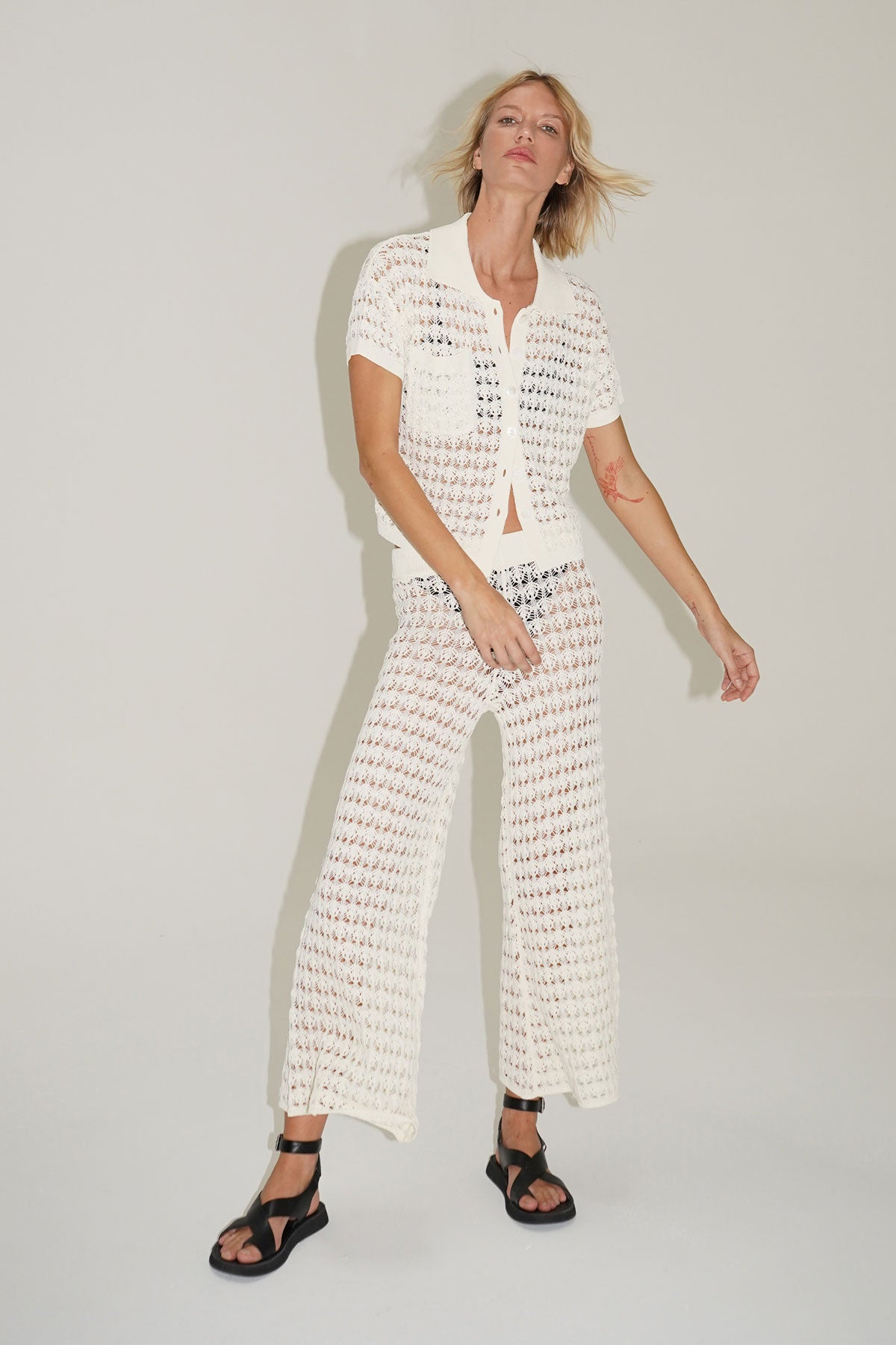 LNA Bianca Crochet Pant in Natural