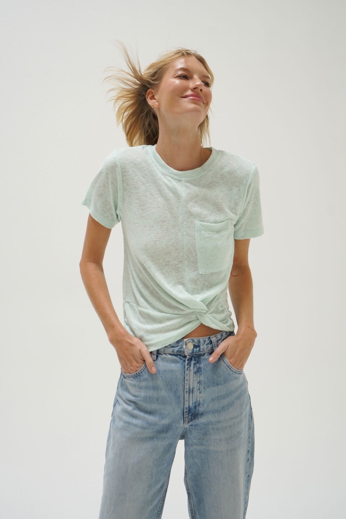 LNA Lina Brushed Tee in Sea Foam