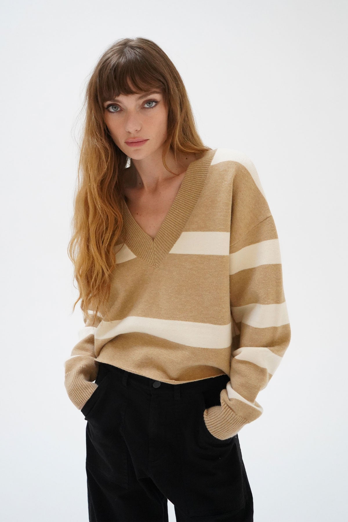 LNA Morjana Sweater in Camel Stripe