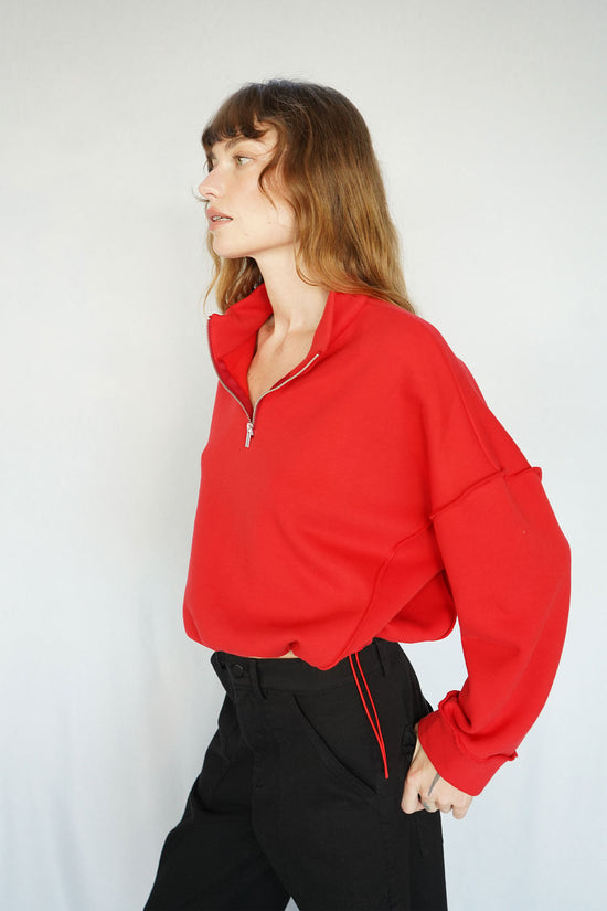 LNA Chandler Fleece Half Zip in High Risk Red