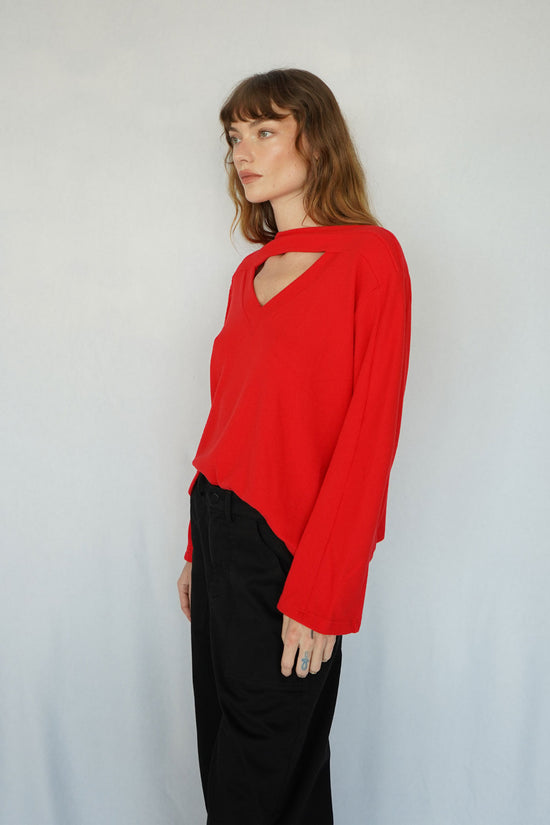 LNA Colette Waffle Top in High Risk Red