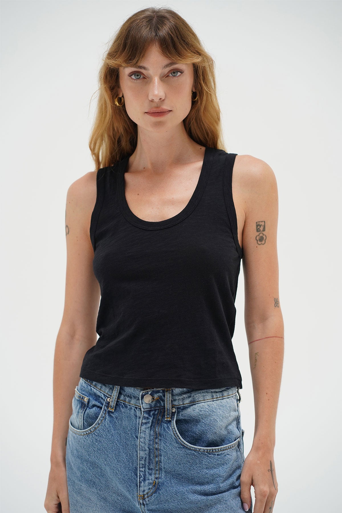 LNA Deep U Cotton Tank in Black