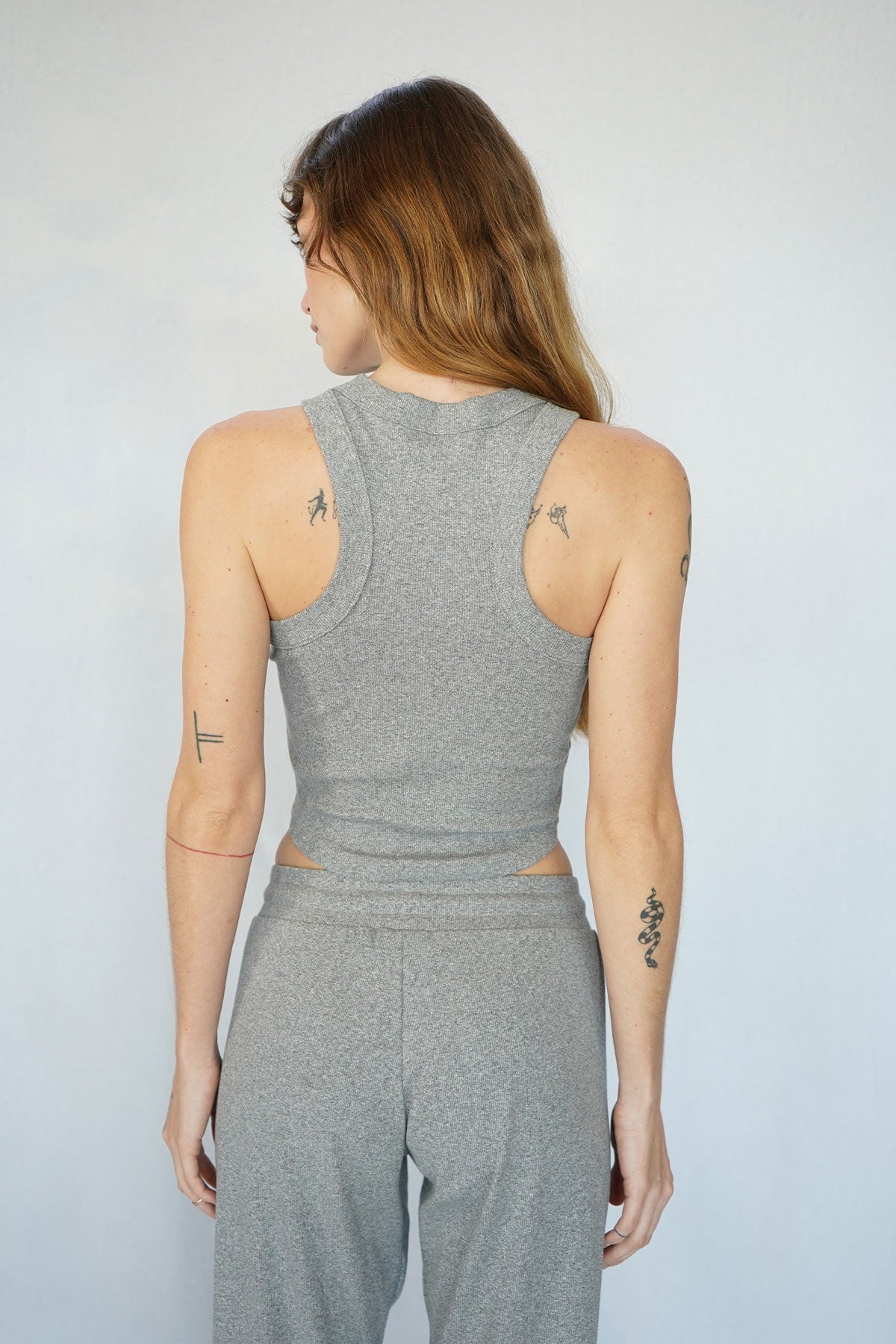 LNA Detra Cotton Rib Tank in Heather Grey