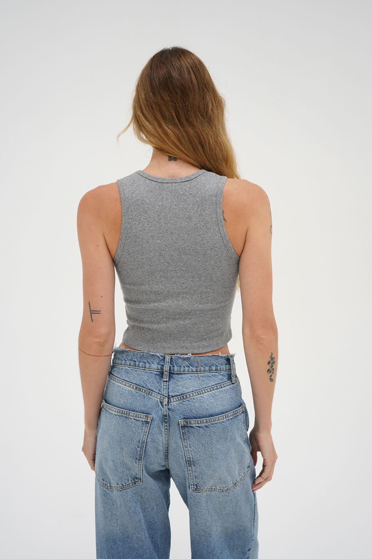 LNA Maya Cotton Rib Tank in Heather Grey 