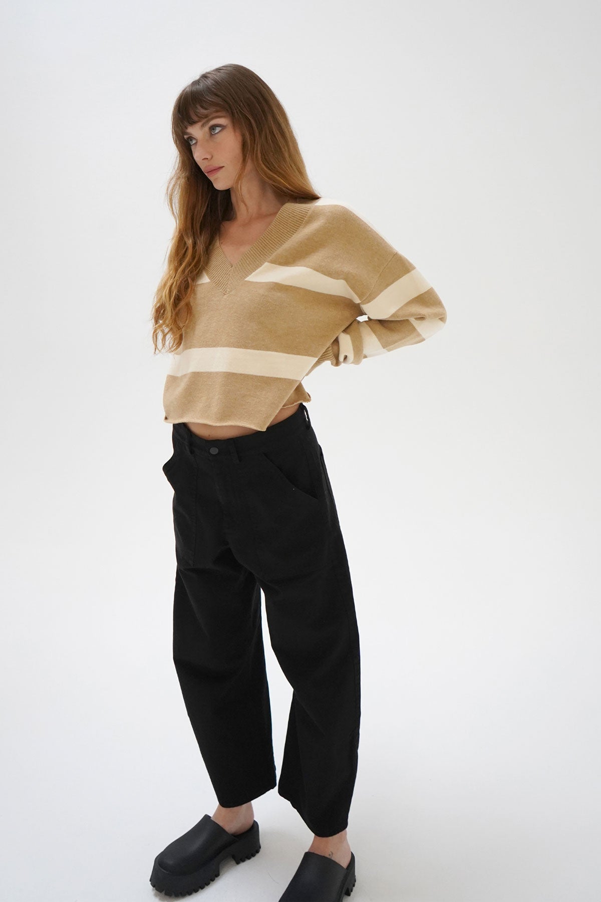 LNA Morjana Sweater in Camel Stripe