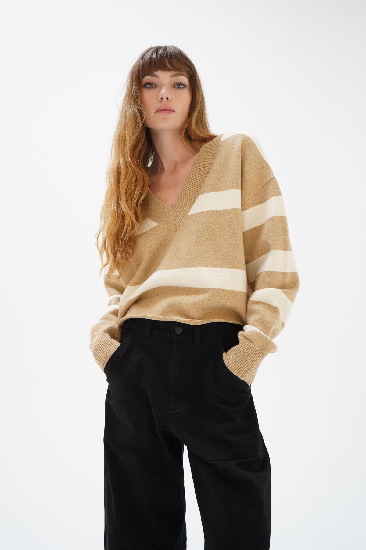 LNA Morjana Sweater in Camel Stripe