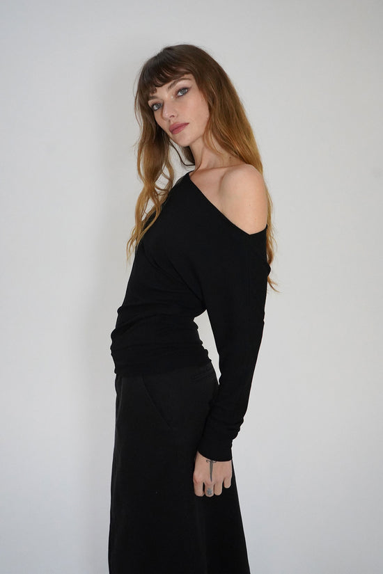 LNA Odette Ribbed Top in Black