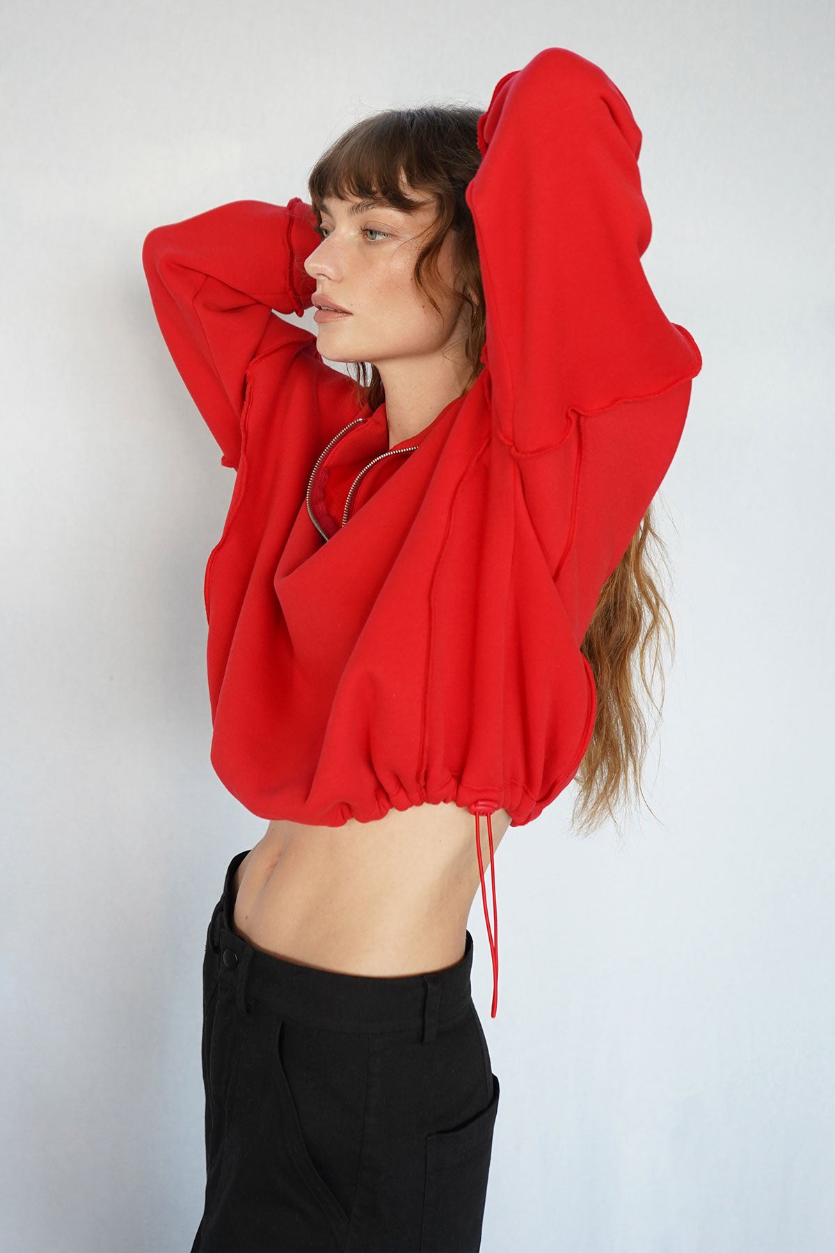 LNA Chandler Fleece Half Zip in High Risk Red