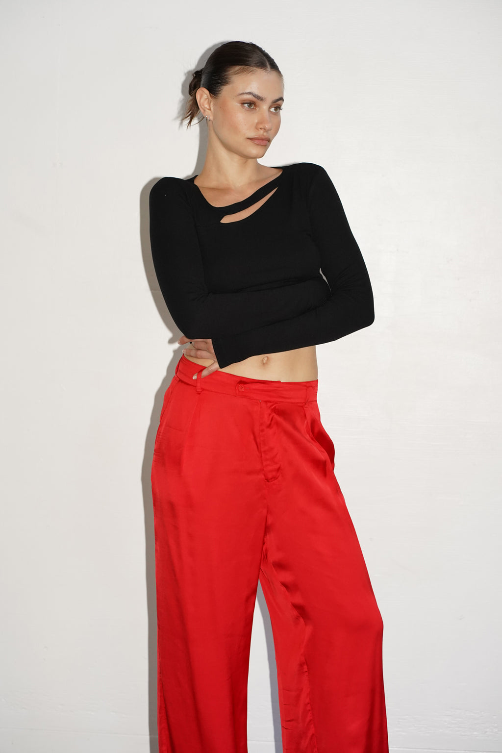 LNA Silky Wide Leg Pant in Red – LNA Clothing